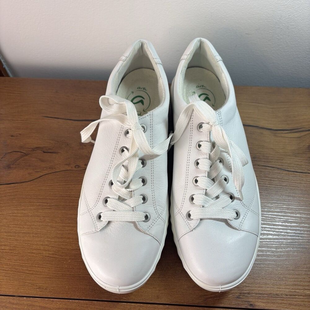 Ara Alexandria  Lace-Up Flat Women's Low White Leather Sneakers US 10 UK 7.5 - Picture 3 of 10